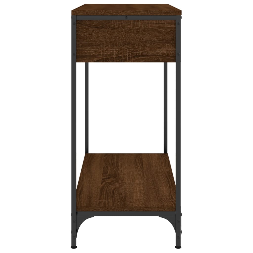 Brown Oak Engineered Wood Console Table - 75x34.5x75 cm
