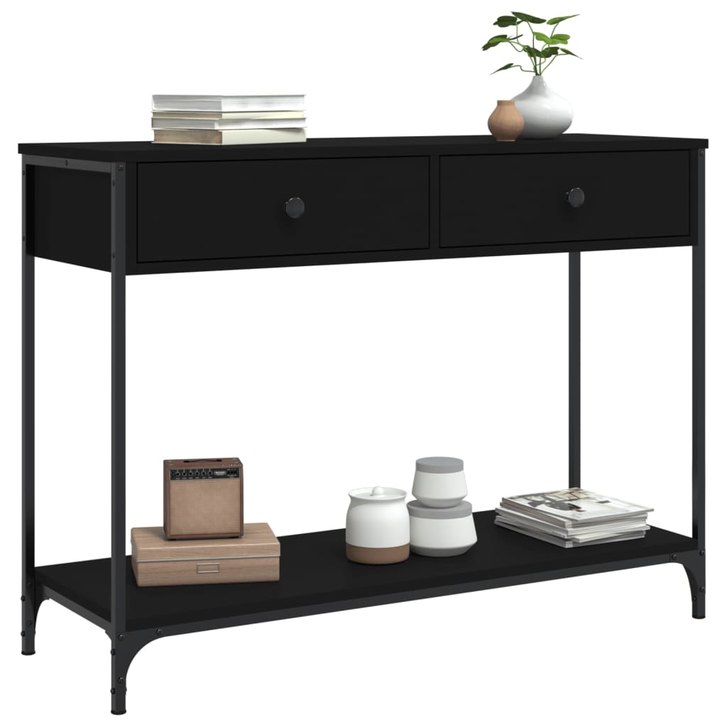 Black Engineered Wood Console Table - 100x34.5x75 cm