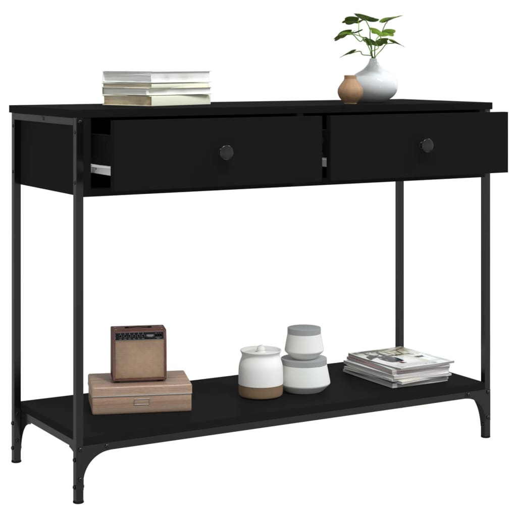 Black Engineered Wood Console Table - 100x34.5x75 cm