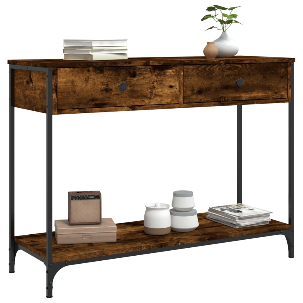 Smoked Oak Console Table 100x34.5x75 cm - Engineered Wood