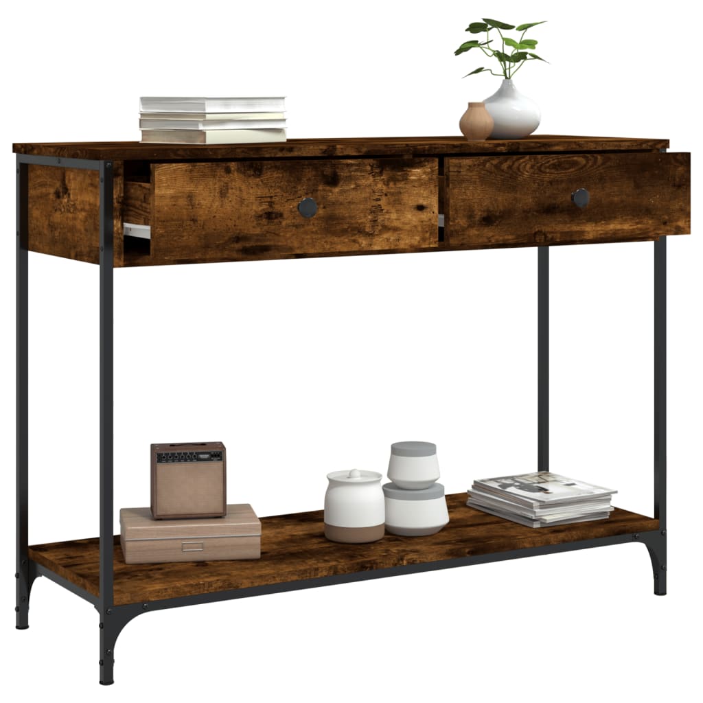 Smoked Oak Console Table 100x34.5x75 cm - Engineered Wood