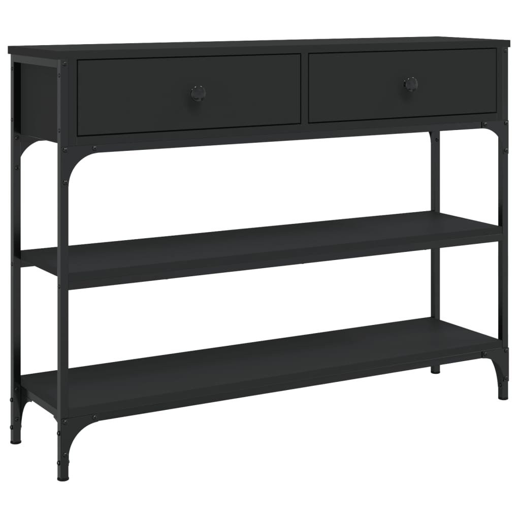 Black Engineered Wood Console Table - 100x25x75 cm