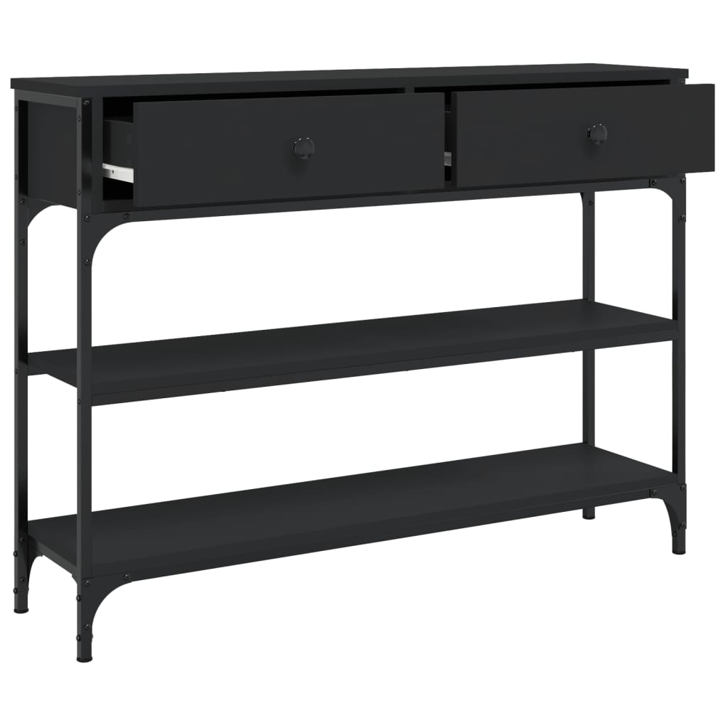 Black Engineered Wood Console Table - 100x25x75 cm