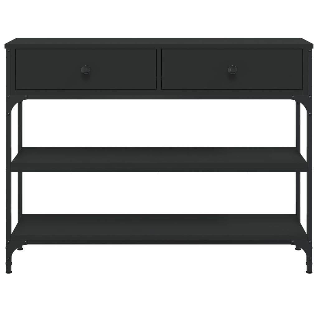 Black Engineered Wood Console Table - 100x25x75 cm