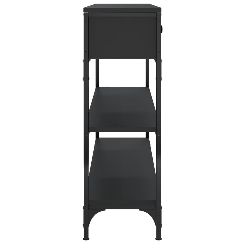 Black Engineered Wood Console Table - 100x25x75 cm
