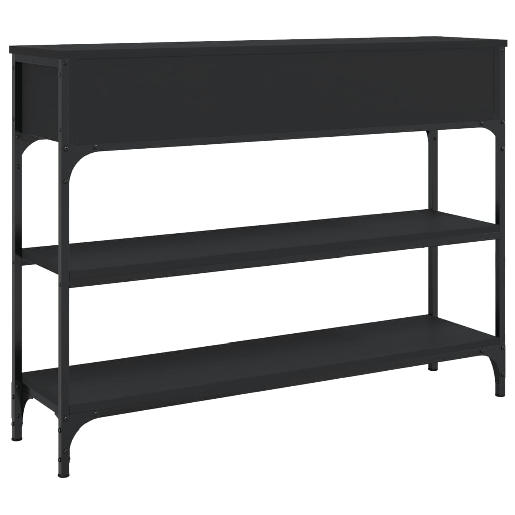Black Engineered Wood Console Table - 100x25x75 cm