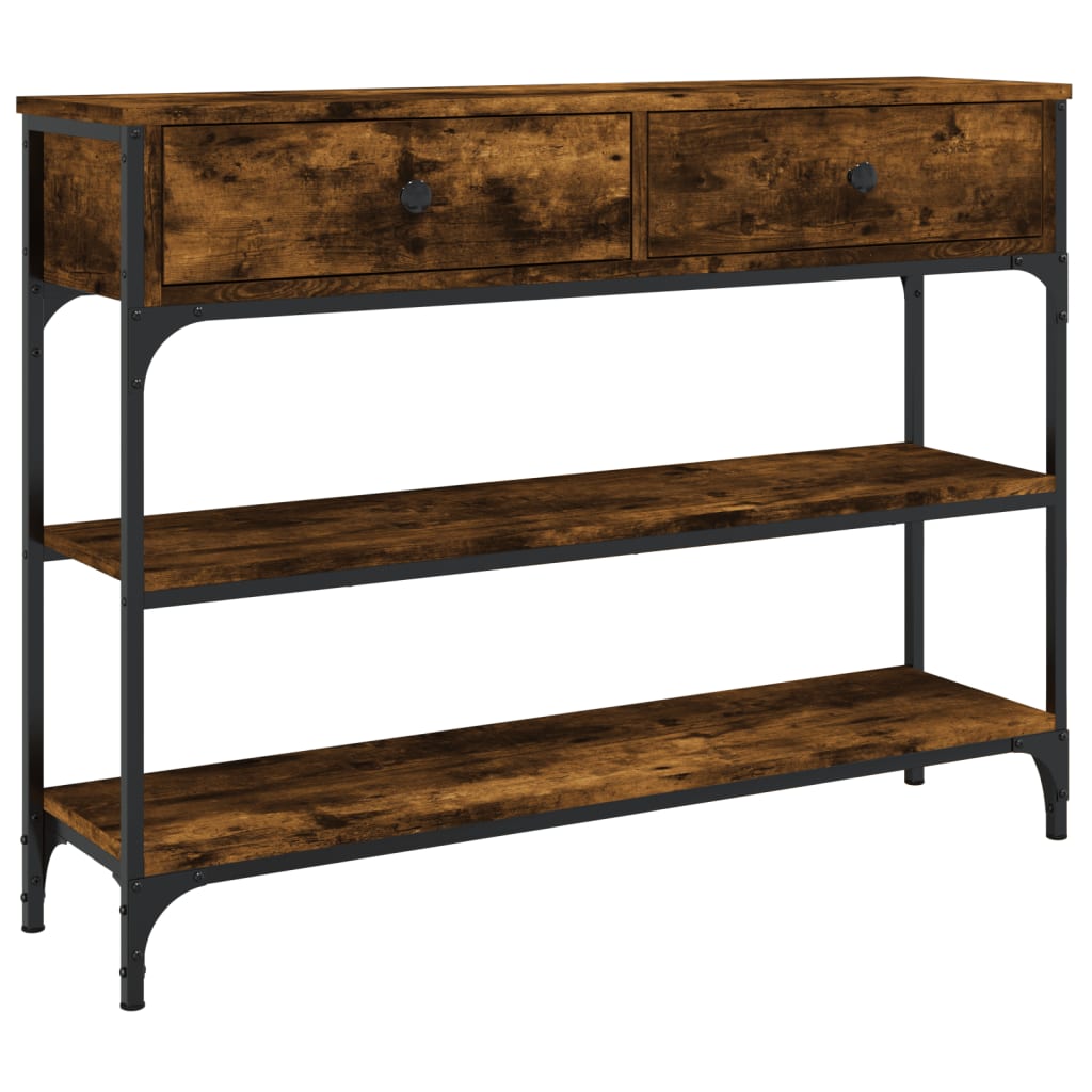 Smoked Oak Console Table - Engineered Wood, 100x25x75 cm