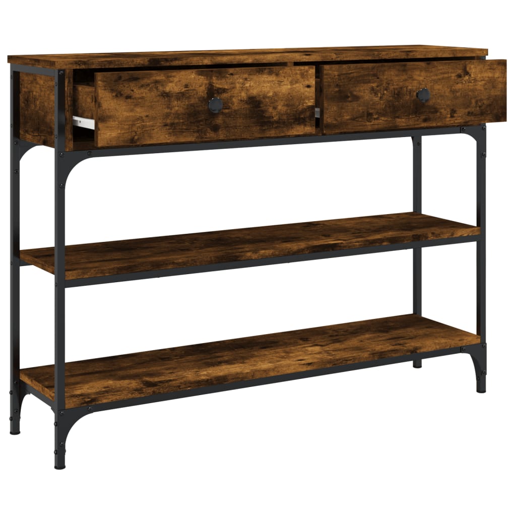 Smoked Oak Console Table - Engineered Wood, 100x25x75 cm
