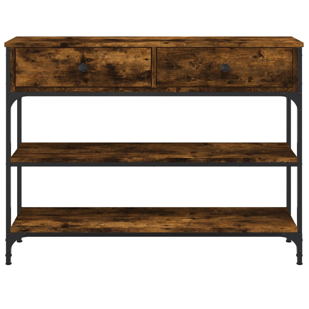 Smoked Oak Console Table - Engineered Wood, 100x25x75 cm