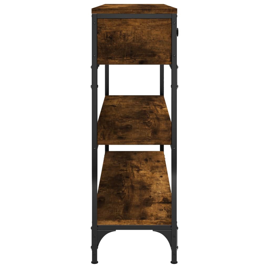 Smoked Oak Console Table - Engineered Wood, 100x25x75 cm