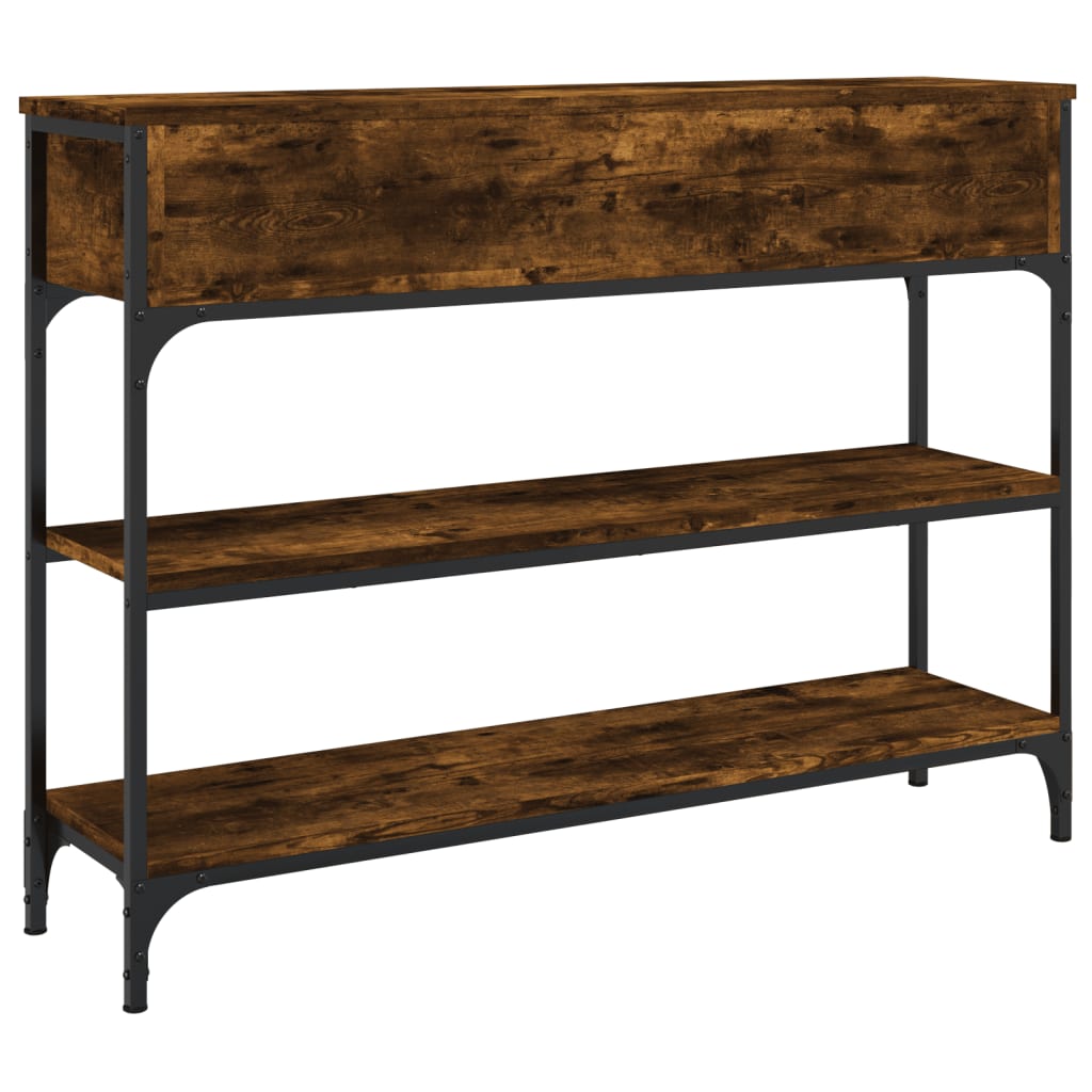 Smoked Oak Console Table - Engineered Wood, 100x25x75 cm