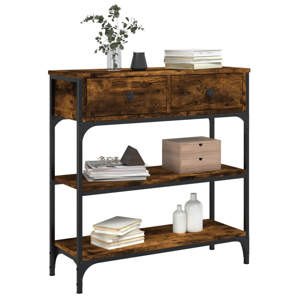 Smoked Oak Console Table 72.5x25x75 cm in Engineered Wood
