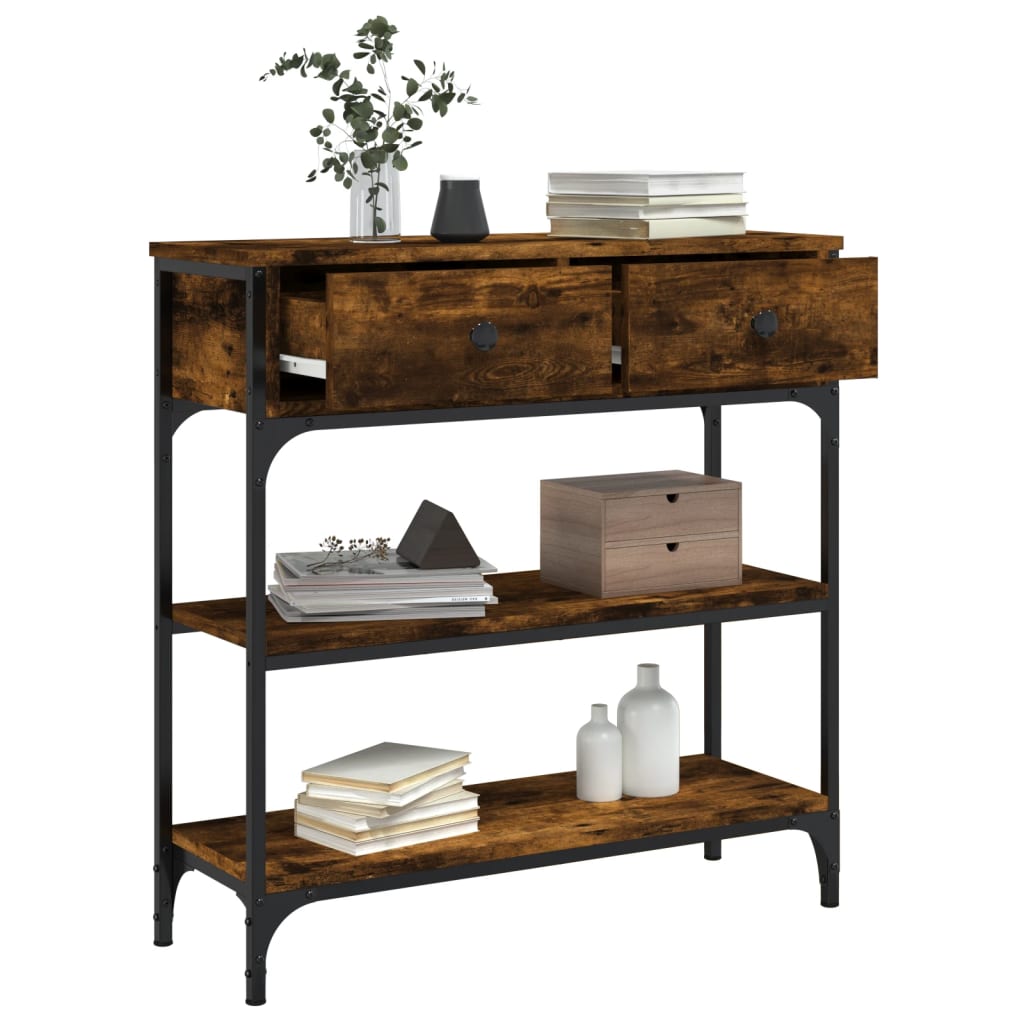 Smoked Oak Console Table 72.5x25x75 cm in Engineered Wood