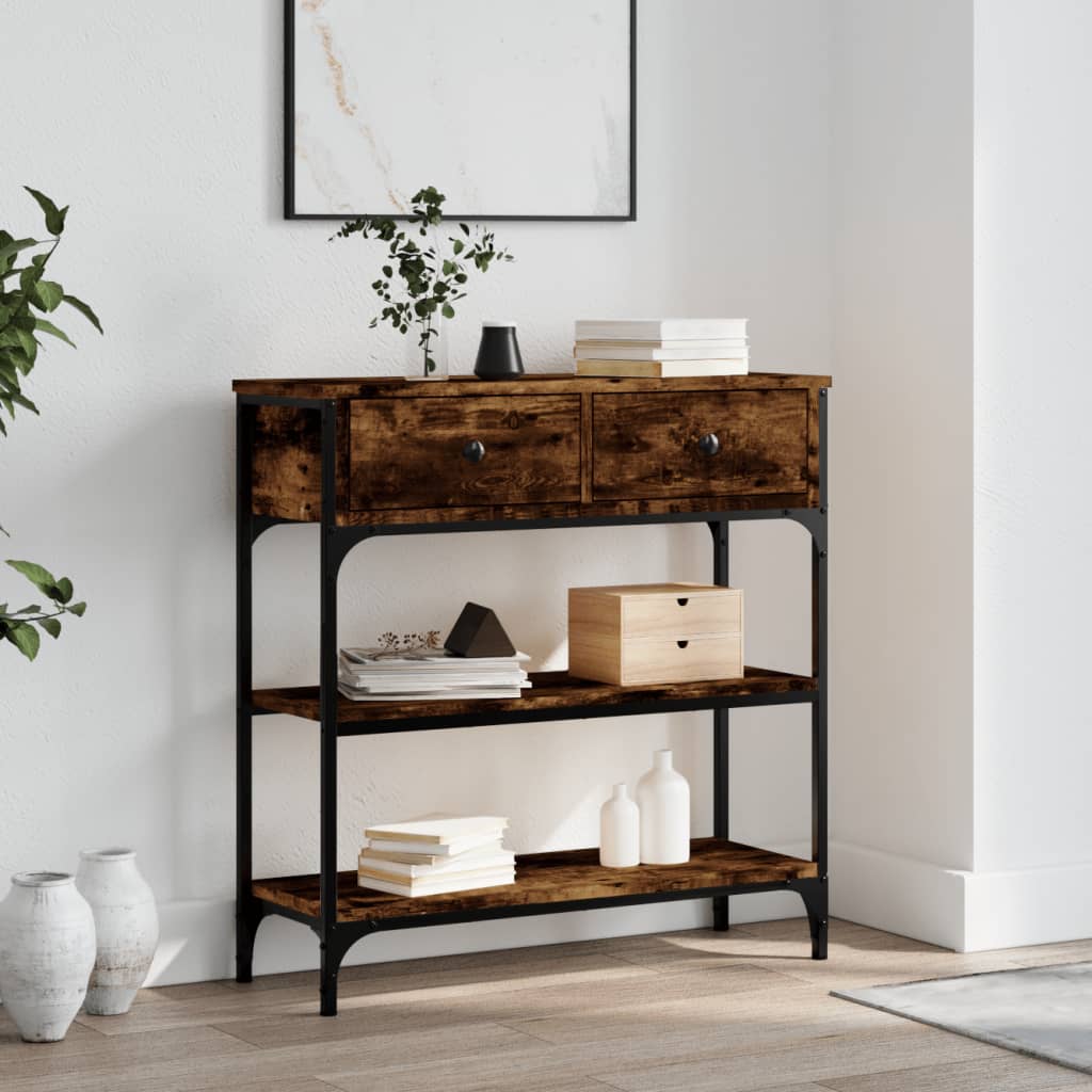 Smoked Oak Console Table 72.5x25x75 cm in Engineered Wood