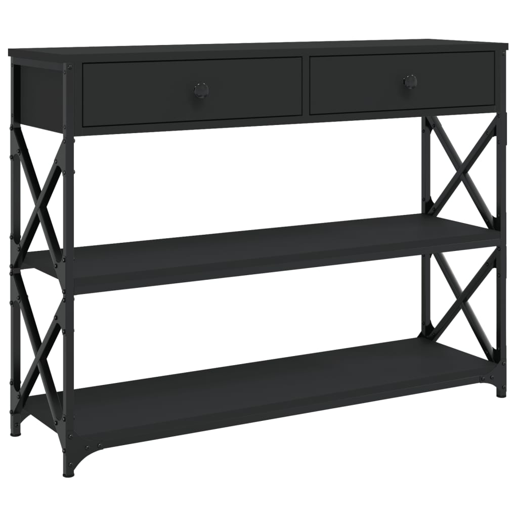 Modern Black Console Table - 100x28x75 cm Engineered Wood