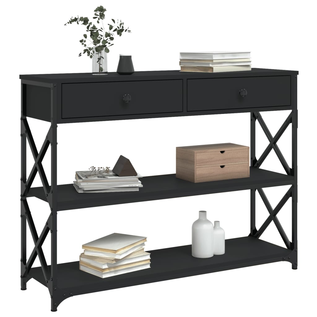 Modern Black Console Table - 100x28x75 cm Engineered Wood