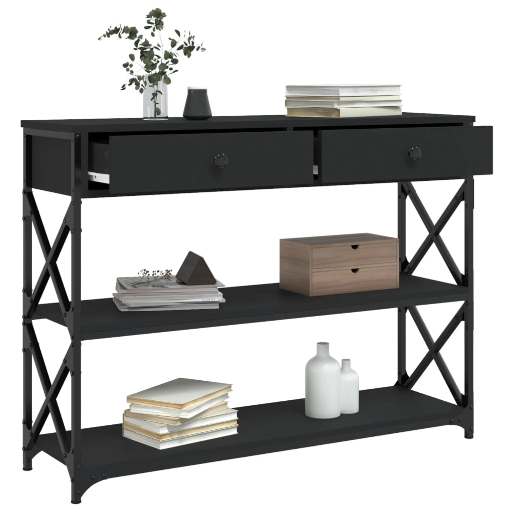 Modern Black Console Table - 100x28x75 cm Engineered Wood