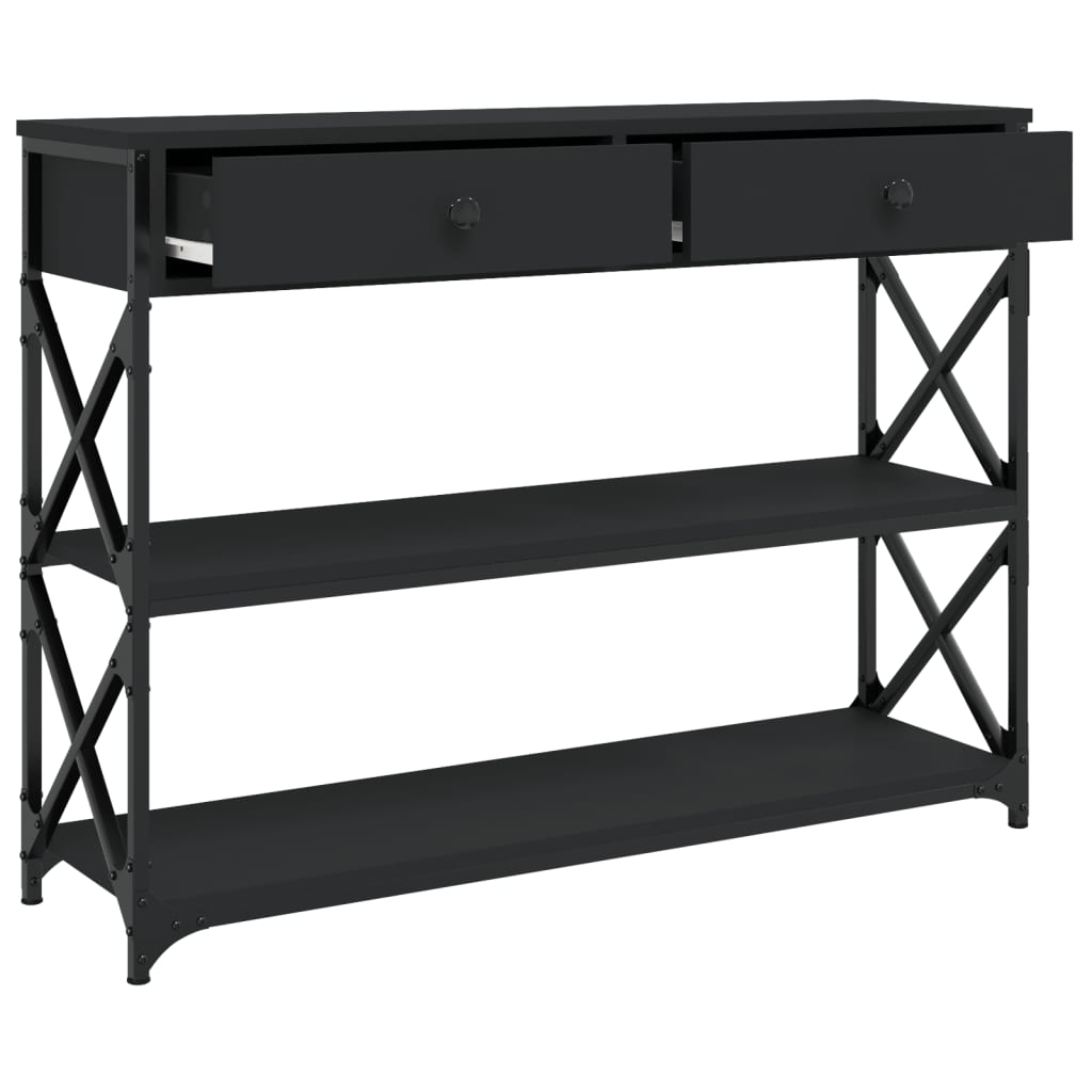 Modern Black Console Table - 100x28x75 cm Engineered Wood