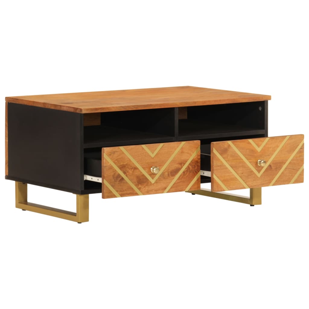 Coffee Table Brown and Black 80x54x40 cm Solid Wood Mango