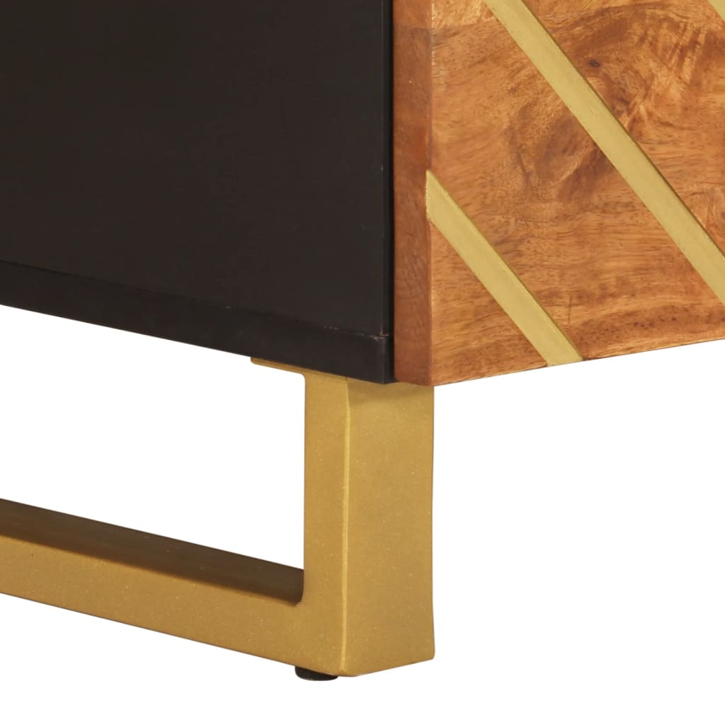 Coffee Table Brown and Black 80x54x40 cm Solid Wood Mango