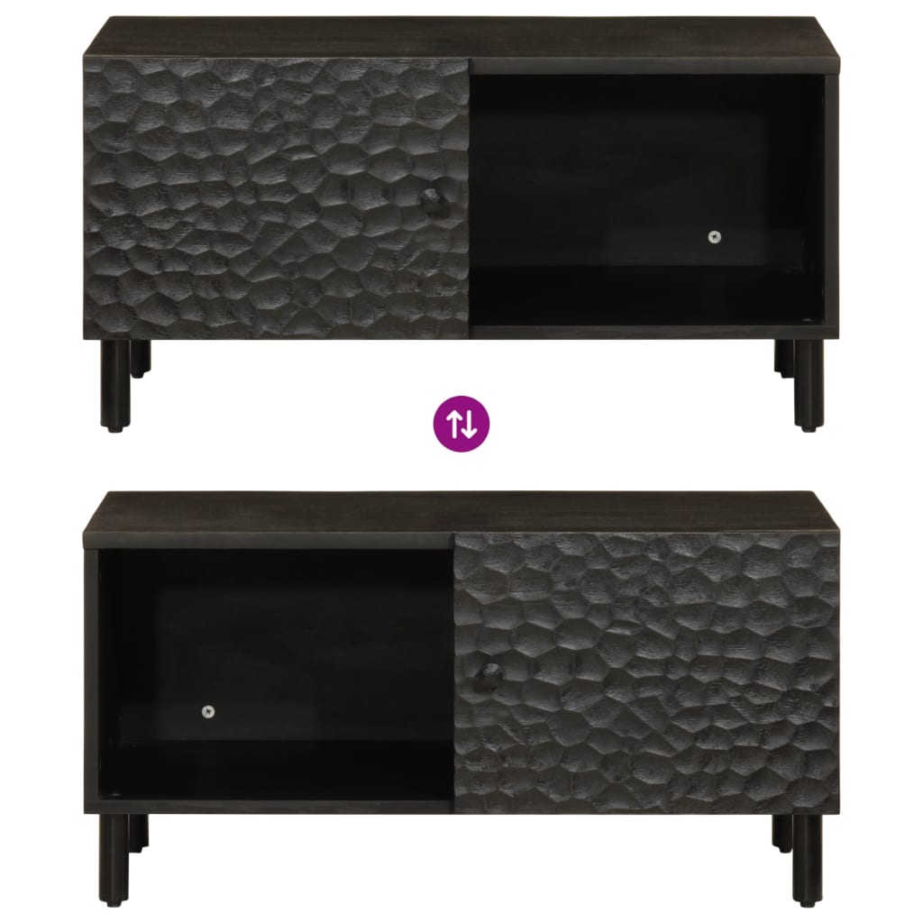 Coffee Table Black 80x50x40 cm Solid Wood Mango