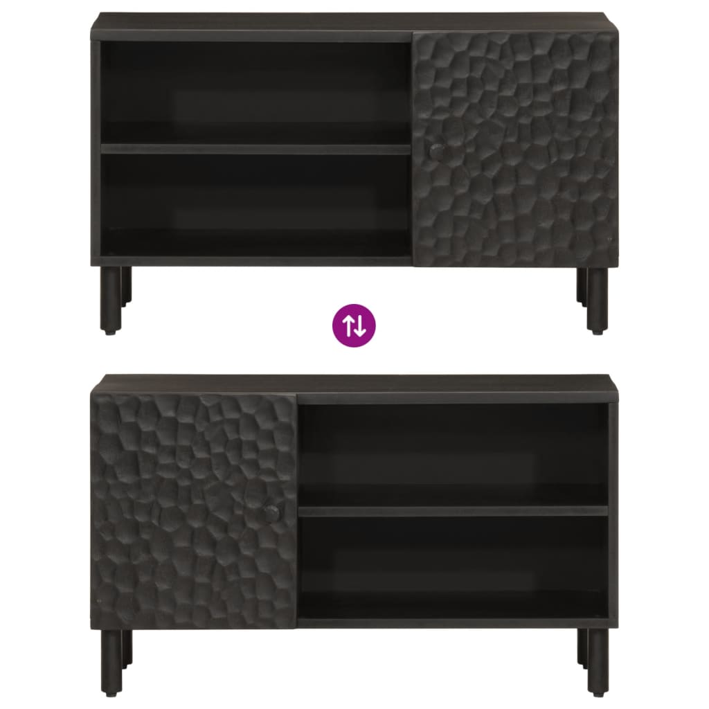 TV Cabinet Black 80x31x46 cm Solid Wood Mango