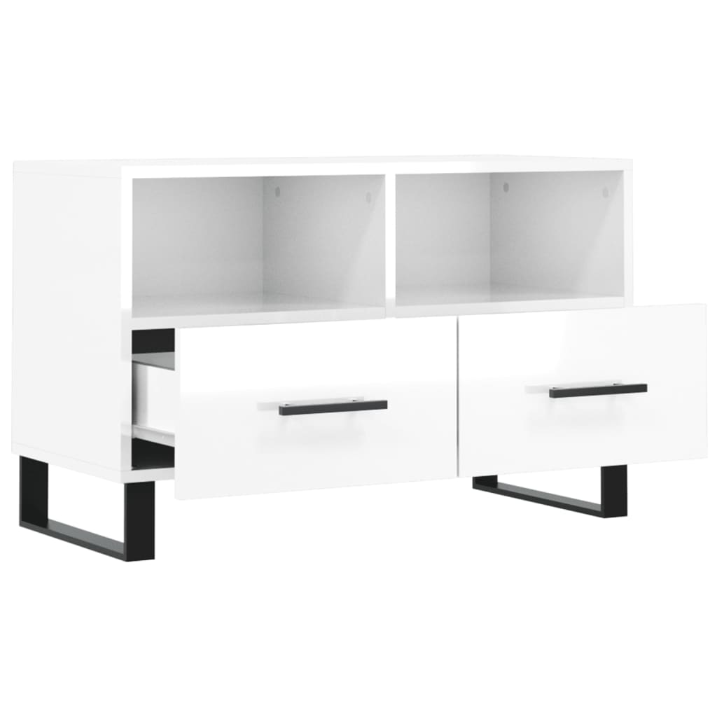 TV Cabinet High Gloss White 80x36x50 cm Engineered Wood