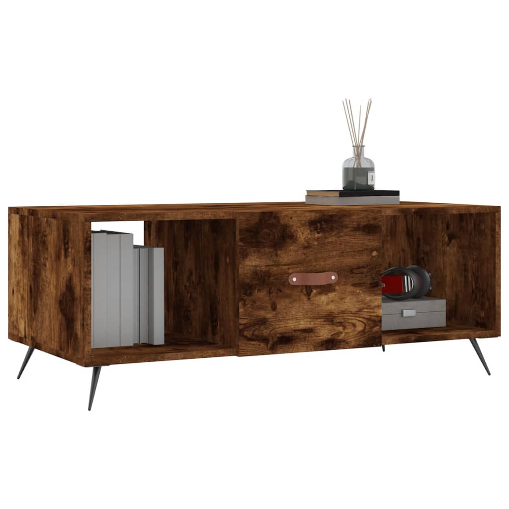 Coffee Table Smoked Oak 102x50x40 cm Engineered Wood