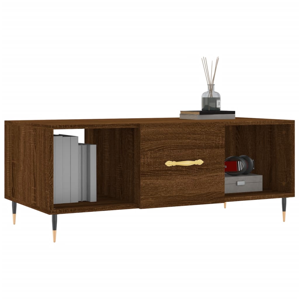 Coffee Table Brown Oak 102x50x40 cm Engineered Wood