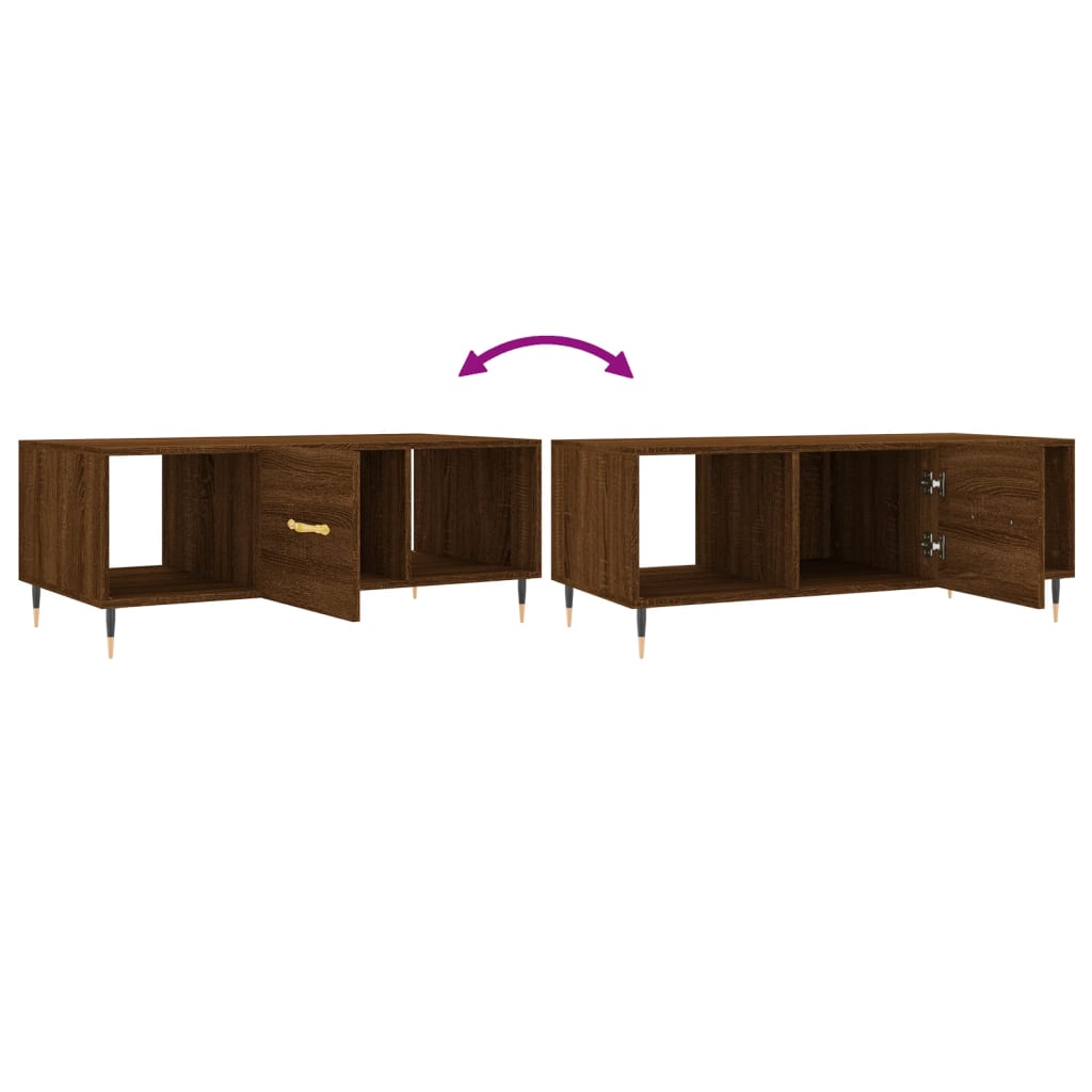 Coffee Table Brown Oak 102x50x40 cm Engineered Wood