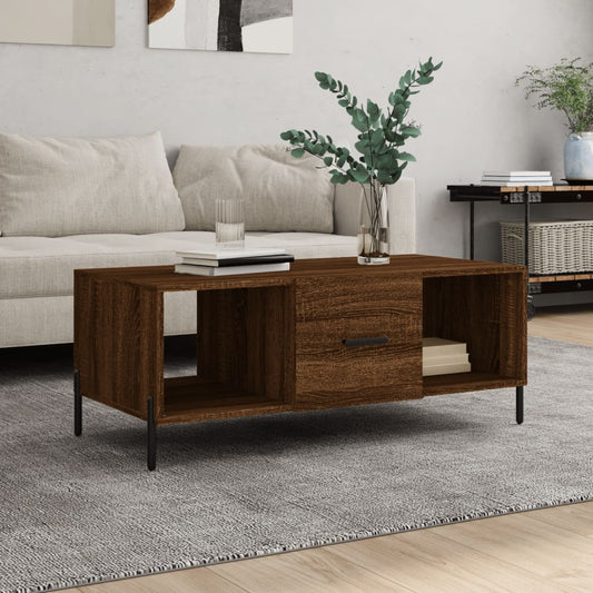 Coffee Table Brown Oak 102x50x40 cm Engineered Wood