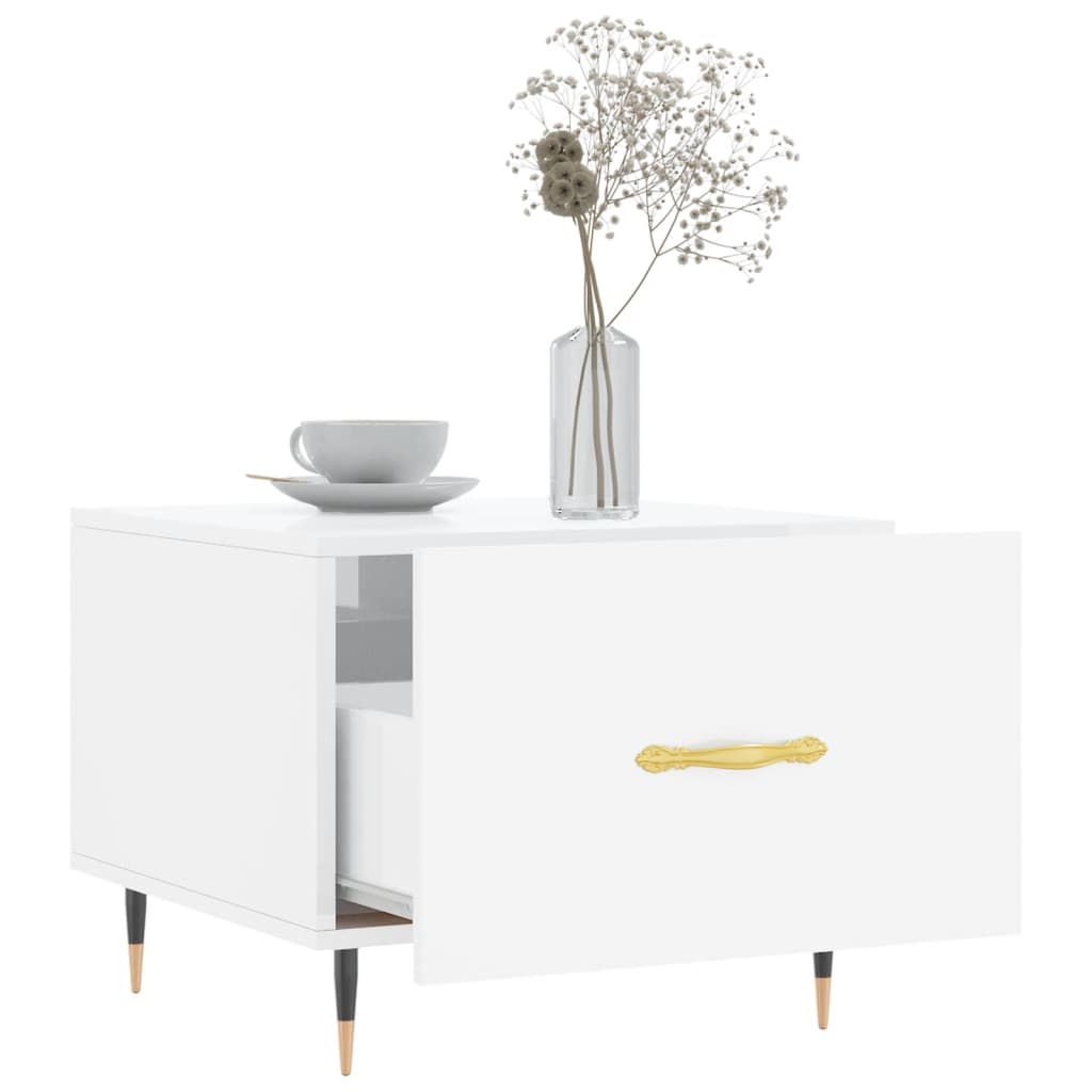 Coffee Table High Gloss White 50x50x40 cm Engineered Wood