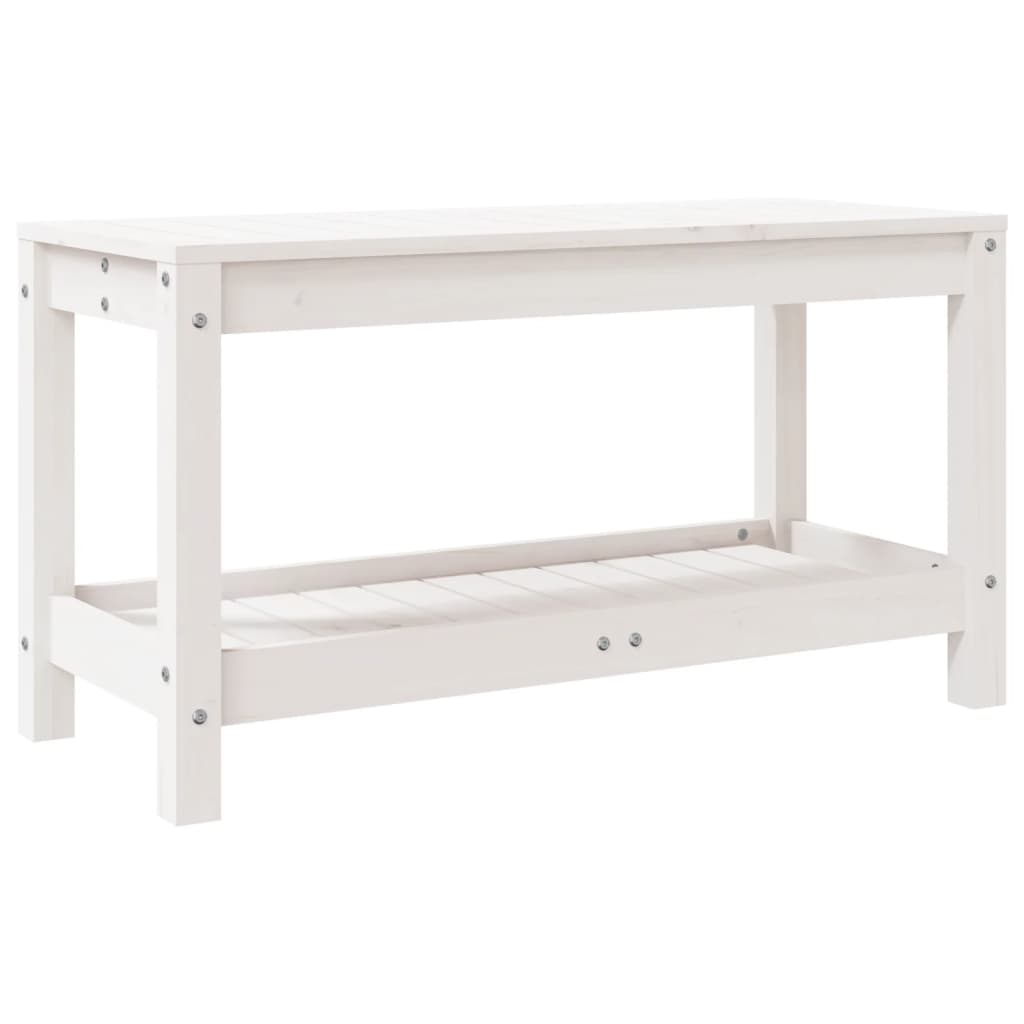 Solid Pine Garden Bench, White, 82.5x35x45 cm - Perfect Outdoor Seating