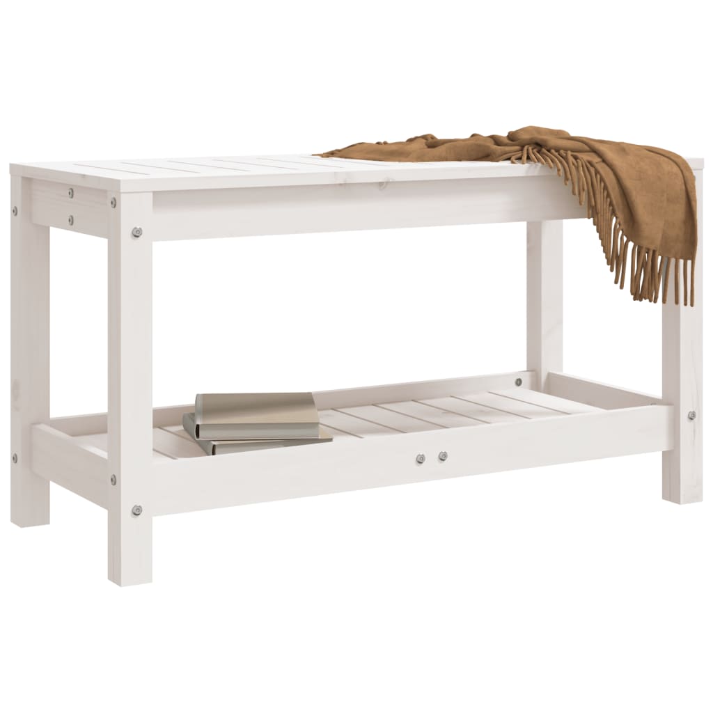 Solid Pine Garden Bench, White, 82.5x35x45 cm - Perfect Outdoor Seating