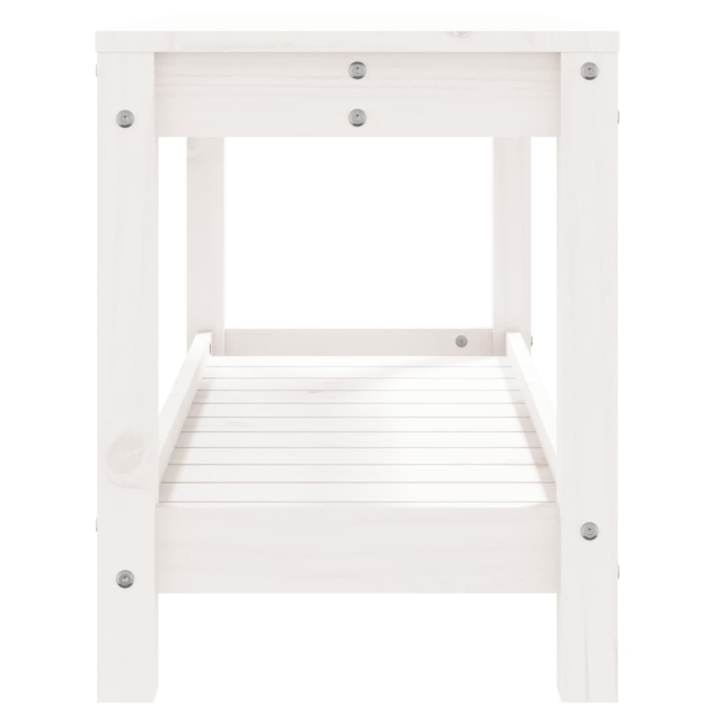 Solid Pine Garden Bench, White, 82.5x35x45 cm - Perfect Outdoor Seating