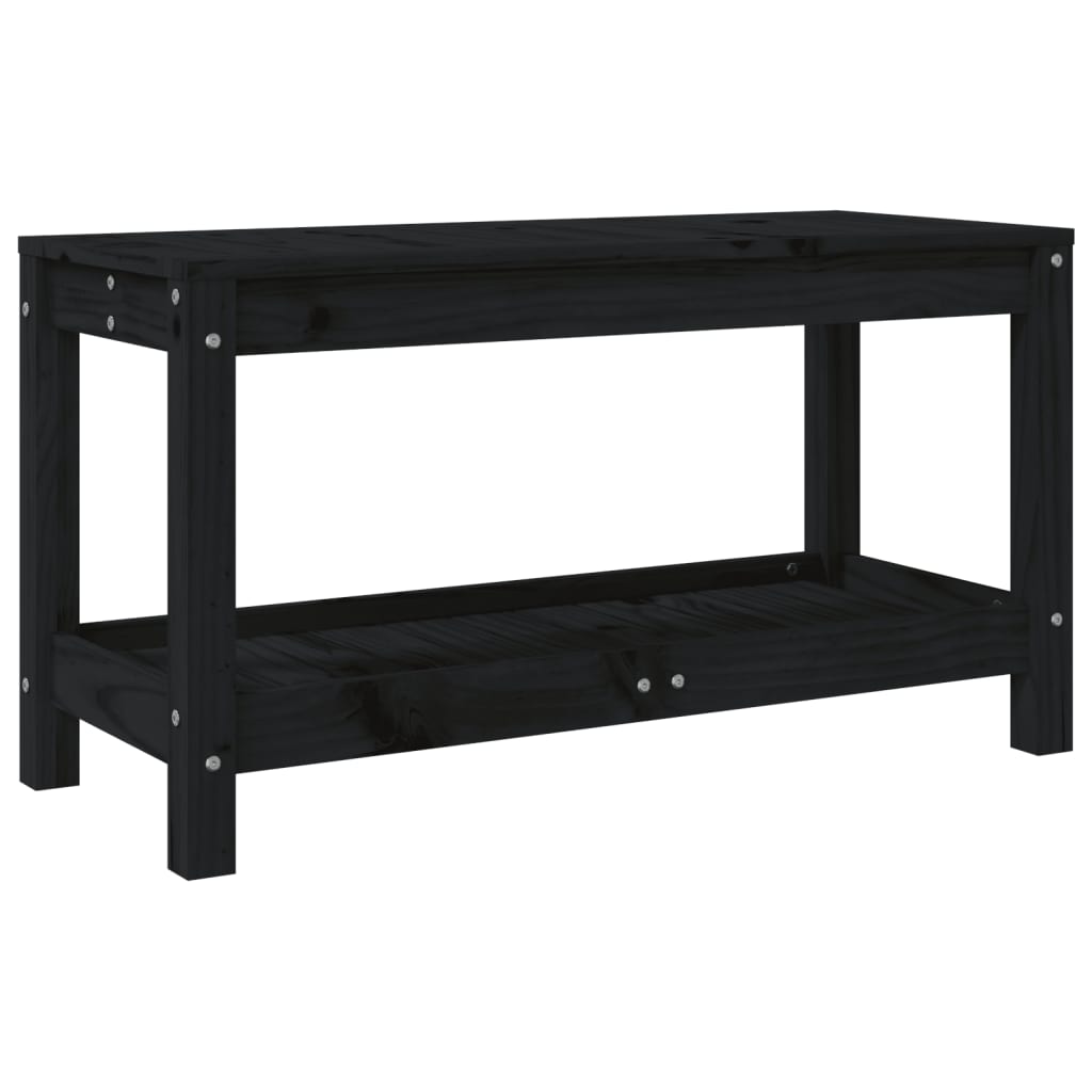 Solid Pine Garden Bench - Black 82.5x35x45 cm