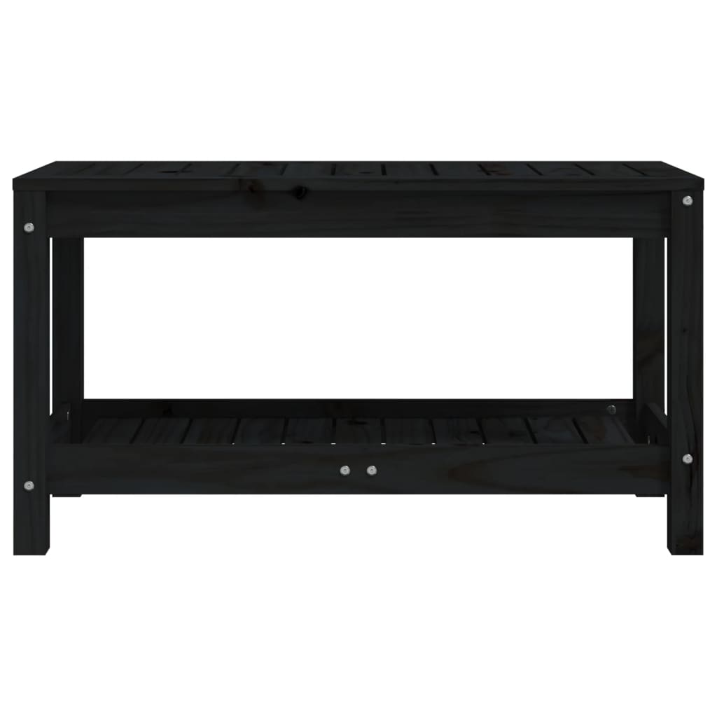Solid Pine Garden Bench - Black 82.5x35x45 cm