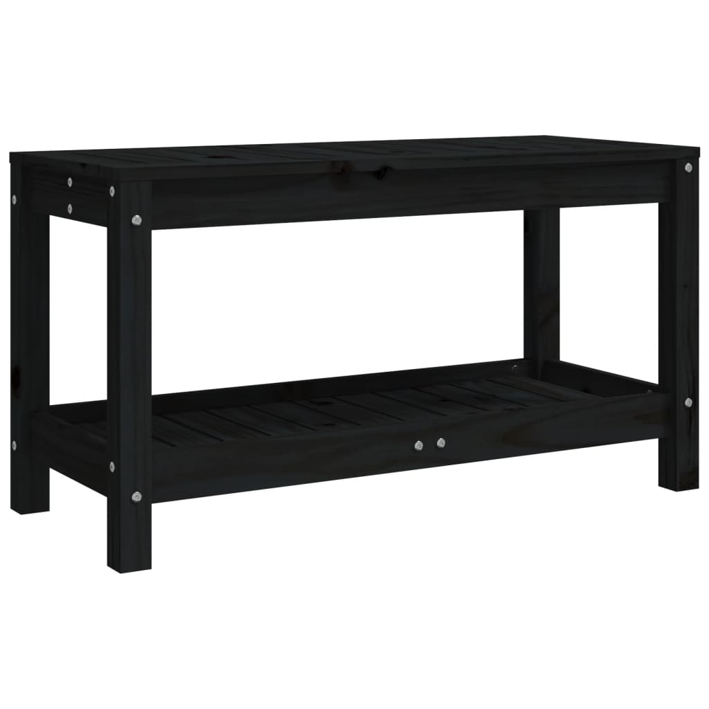 Solid Pine Garden Bench - Black 82.5x35x45 cm