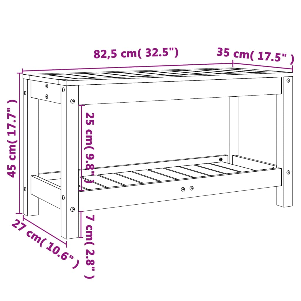 Solid Wood Douglas Garden Bench - 82.5x35x45 cm Outdoor Seating
