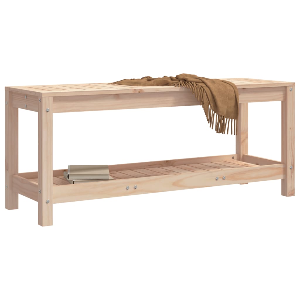 Solid Pine Garden Bench, 108x35x45 cm - Natural Wood Finish