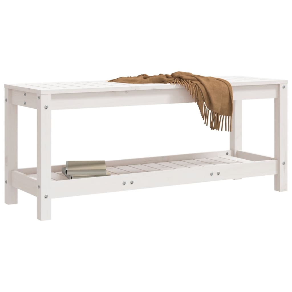Solid Pine White Garden Bench 108x35x45 cm - Durable Outdoor Seating