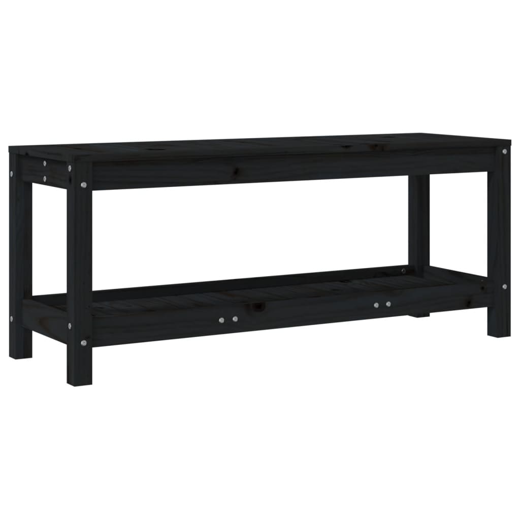 Solid Pine Garden Bench - Elegant Black, 108x35x45 cm