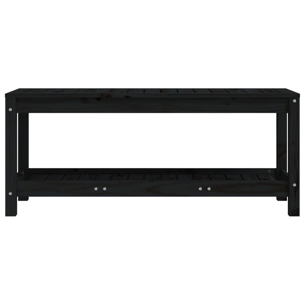Solid Pine Garden Bench - Elegant Black, 108x35x45 cm
