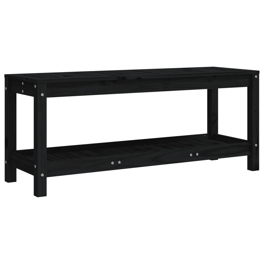 Solid Pine Garden Bench - Elegant Black, 108x35x45 cm