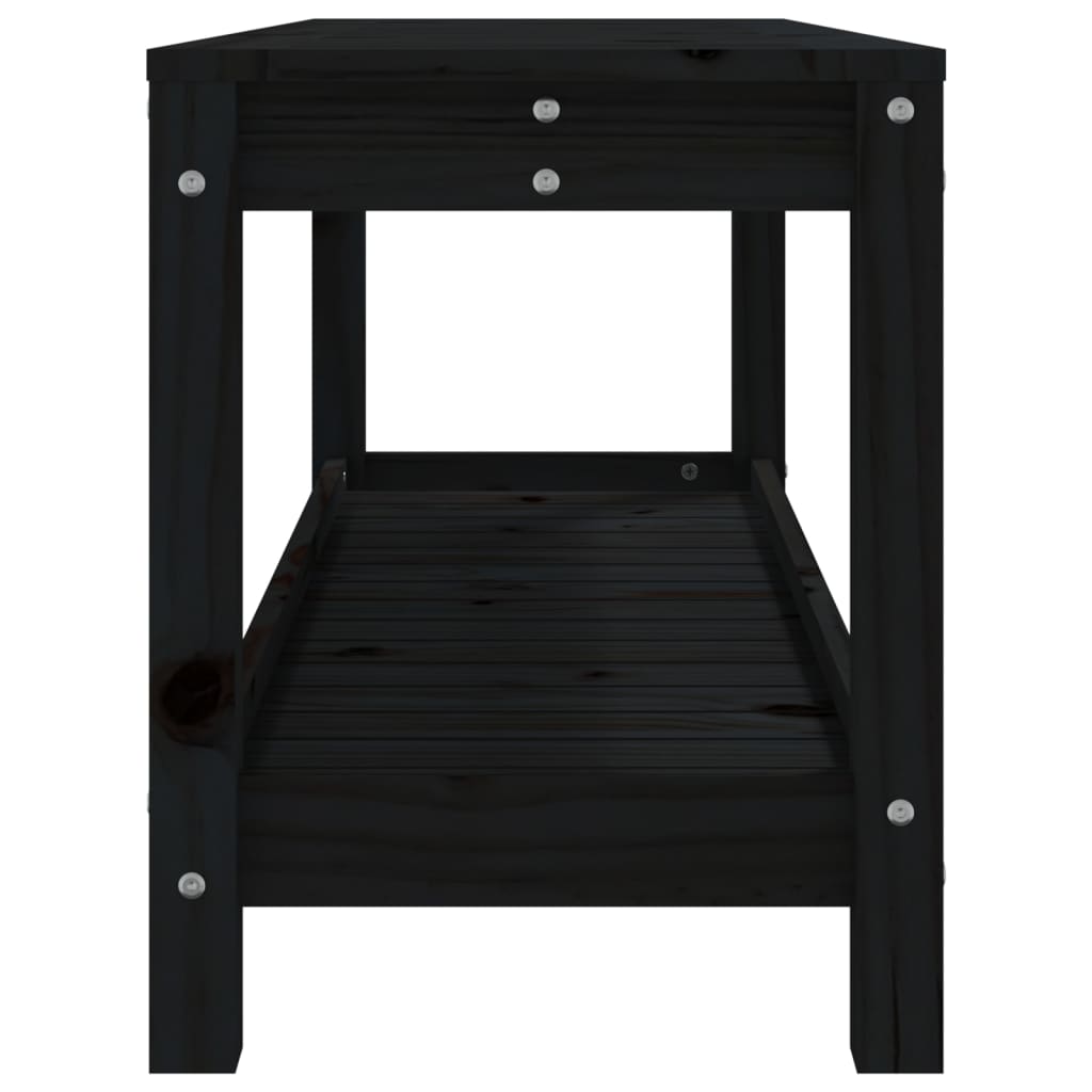 Solid Pine Garden Bench - Elegant Black, 108x35x45 cm
