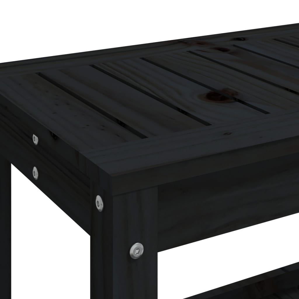 Solid Pine Garden Bench - Elegant Black, 108x35x45 cm