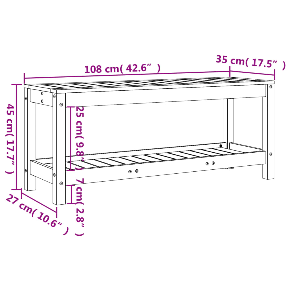 Impregnated Pine Garden Bench 108x35x45 cm - Durable Wood Design