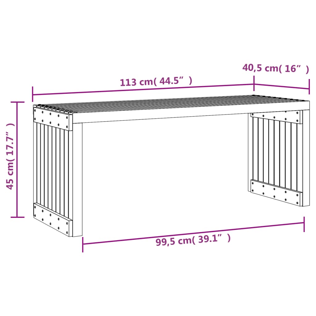 Extendable Garden Bench - Solid Pine Wood, 212.5x40.5x45 cm