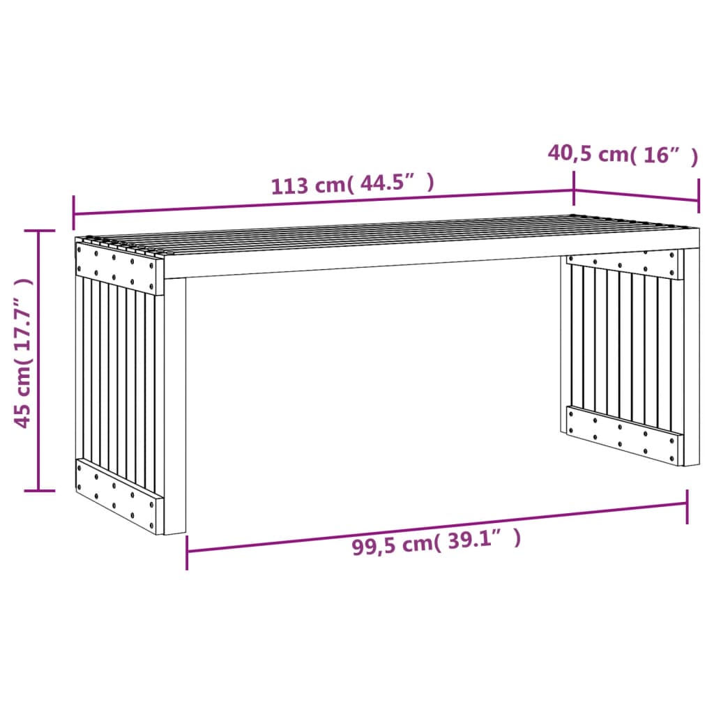 Extendable Garden Bench 212.5cm Solid Douglas Wood Outdoor Seating