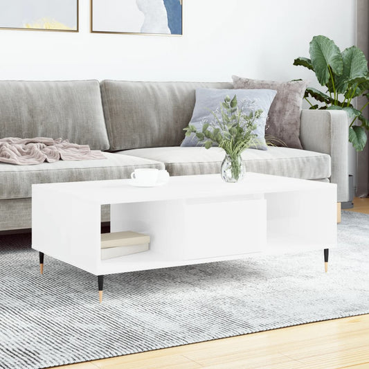 Coffee Table High Gloss White 104x60x35 cm Engineered Wood